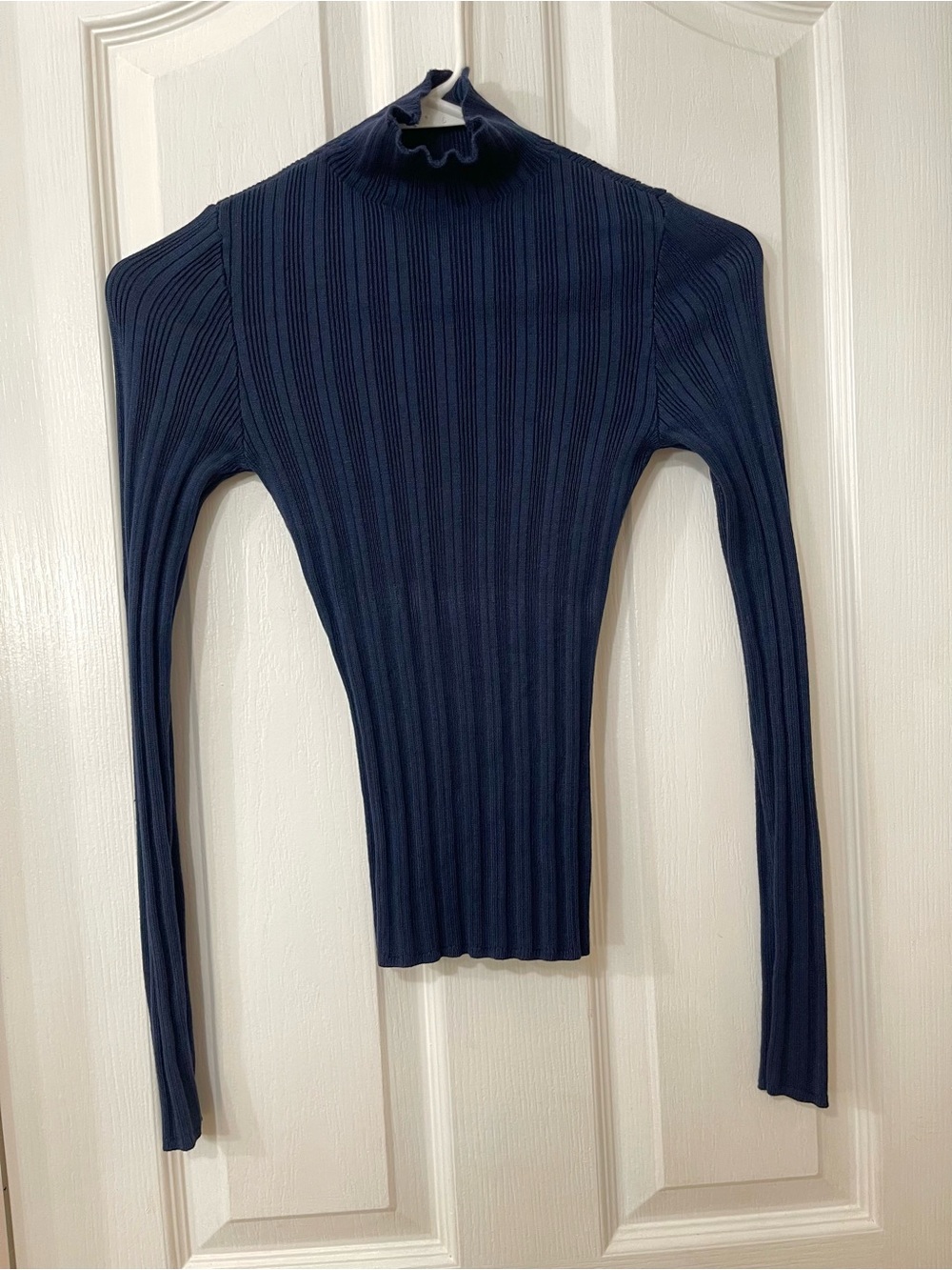 Abercrombie & Fitch Navy Ribbed Mock Neck Top